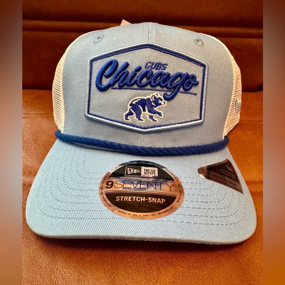 New Era Chicago Cubs 9SEVENTY Stretch Snap Hat Blue Trucker Cap MLB NWT